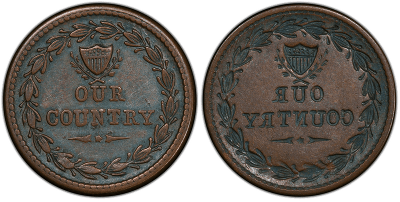 (No Date) Copper Civil War Patriotic Token F-231/231a, Full Brockage