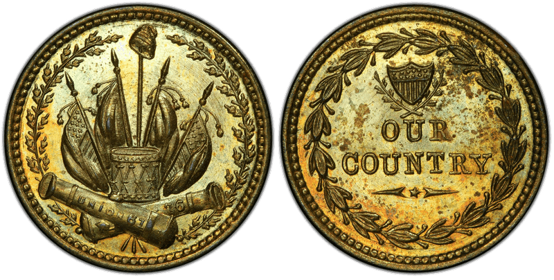 (No Date) Brass Civil War Patriotic Token F-231/352Ab, Our Country