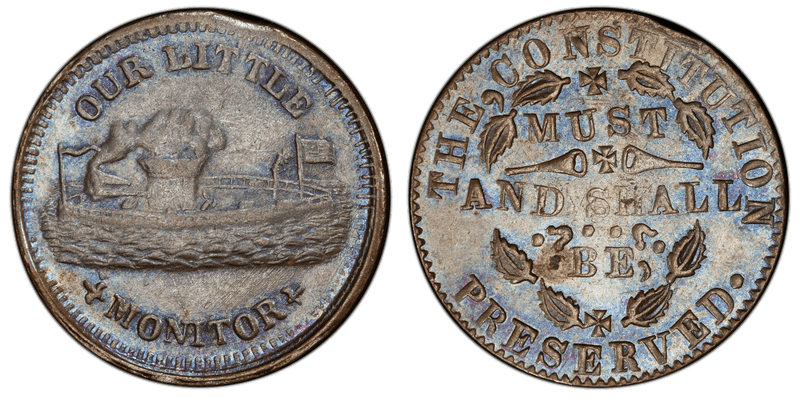 (No Date) Copper Civil War Patriotic Token F-238/405a, Our Little Monitor