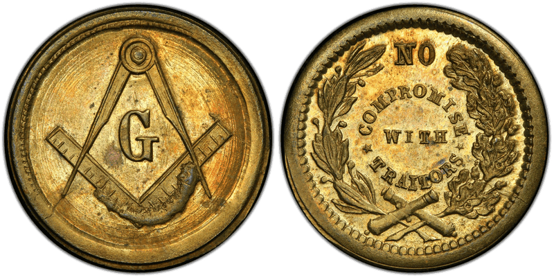 (No Date) Brass Civil War Patriotic Token F-252/432b, No Compromise With Traitors