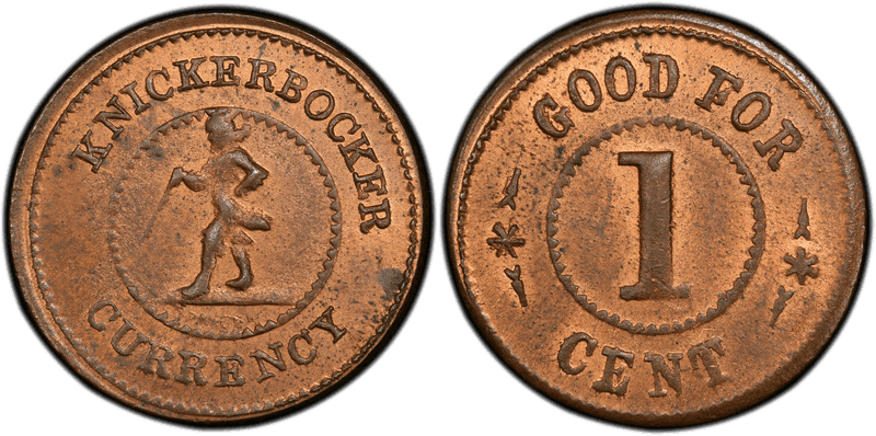 (No Date) Copper Civil War Patriotic Token F-255/392a, Kickerbocker Currency