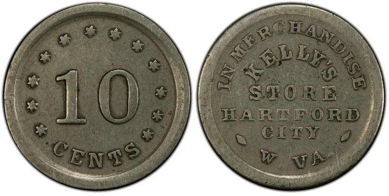 (No Date) German-Silver Civil War Store Card F-260A-2j, Kelly's Store WV
