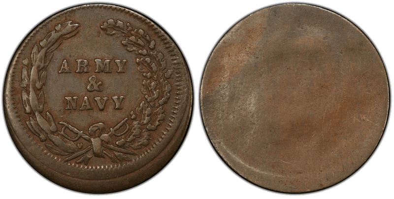 (No Date) Copper Civil War Store Card F-317a, Uniface Army & Navy
