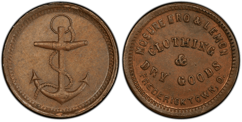 (No Date) Copper Civil War Store Card F-320B-1a, Mosure Bro & Lemon OH