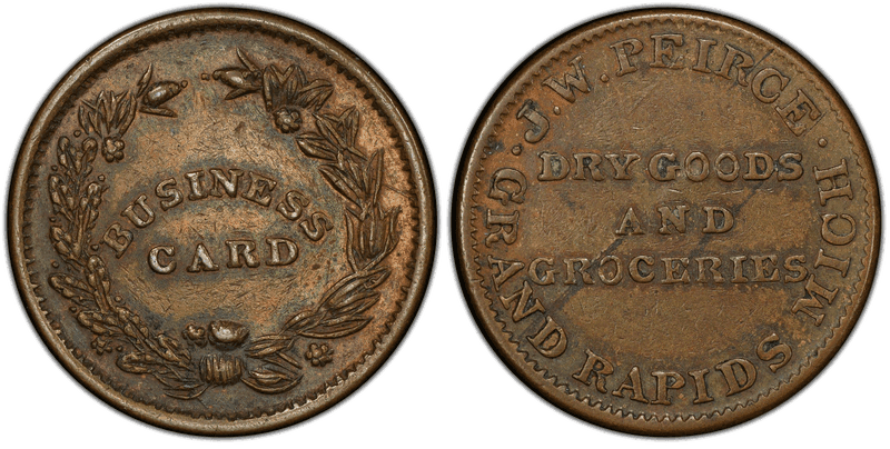 No Date Token F-370H-8a Copper PE J.W. Peirce MI