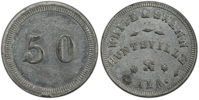 (No Date) White Metal Civil War Store Card F-425A-9e, White & Swann AL