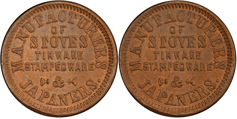(No Date) Copper Civil War Store Card F-460W-1a, Voegtle & Metzger IN