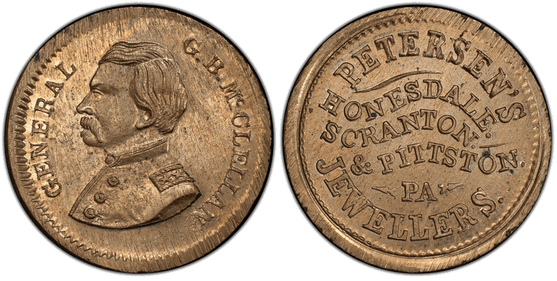 (No Date) Copper-Nickel Civil War Store Card F-464A-3d, Petersen's PA