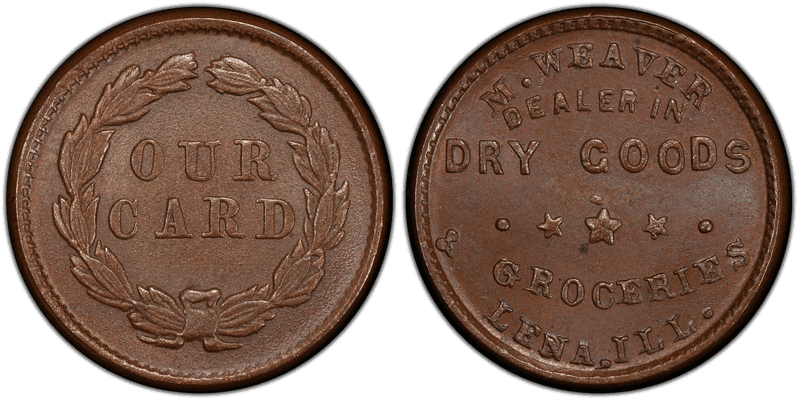 (No Date) Copper Civil War Store Card F-500B-4a, M. Weaver IL