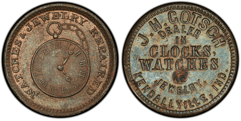 (No Date) Brass Civil War Store Card F-500H-1b, J.H. Gotsch IN