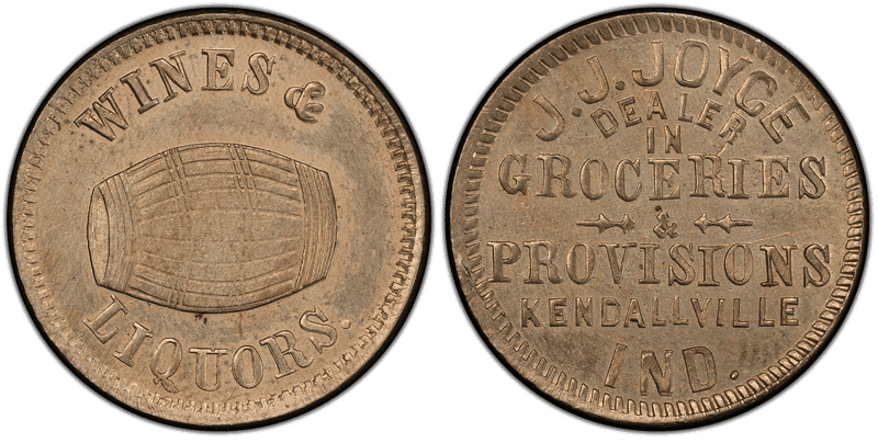 No Date Token F-500L-1d Copper-Nickel PE J.J. Joyce IN