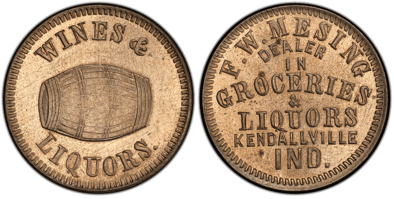 No Date Token F-500O-1d Copper-Nickel PE F.W. Messing IN