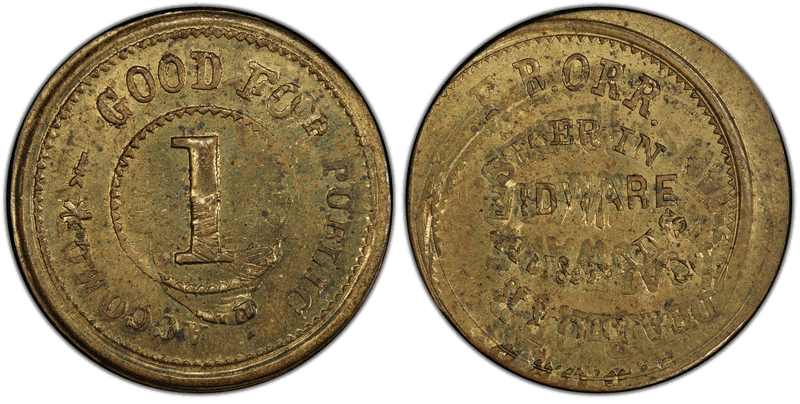 No Date Token F-505B-6bo Brass PE F. Borr, Stk Over CWT OH