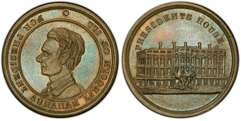 (No Date) Brass Civil War Patriotic Token F-506/510Ab, Lincoln-Presidents House