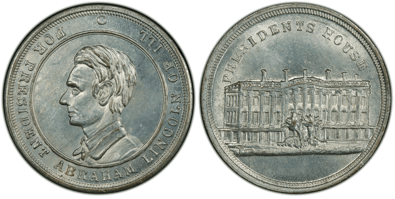 (No Date) Zinc Civil War Patriotic Token F-506/510Ai, Lincoln-Presidents House