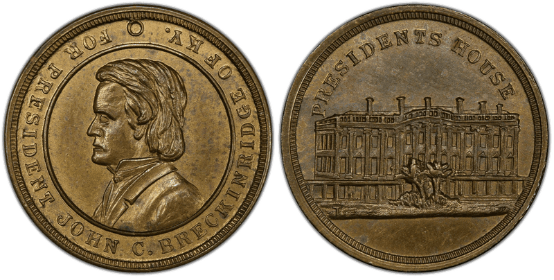 (No Date) Brass Civil War Patriotic Token F-508/510Ab, Breckinridge-Presidents House