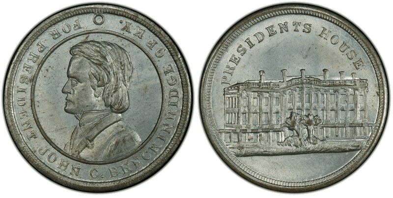 (No Date) Zinc Civil War Patriotic Token F-508/510Ai, Breckinridge-Presidents House
