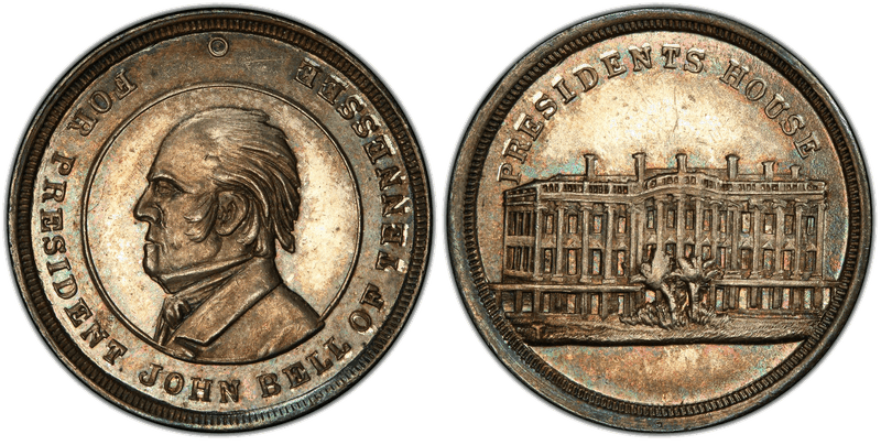(No Date) Civil War Patriotic Token F-509/510Af, John Bell-Presidents House