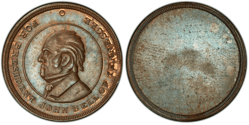 (No Date) Copper Civil War Patriotic Token F-509/519a, John Bell-Uniface