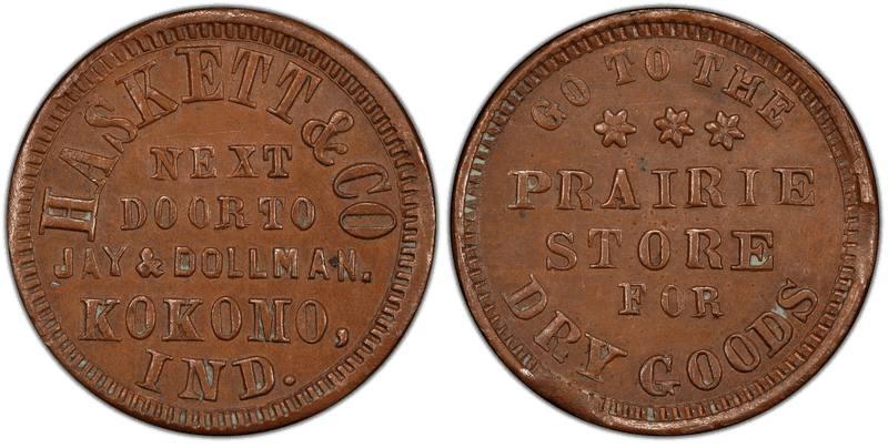 (No Date) Copper Civil War Store Card F-510B-1a, Haskett & Co IN