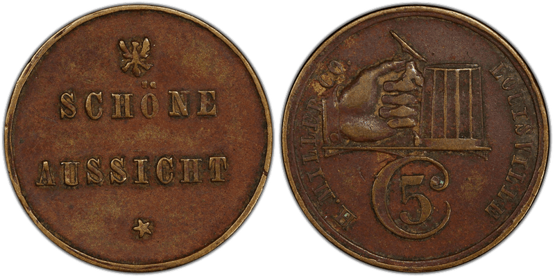 No Date Token F-510L-1b Brass PE Schone Aussicht KY