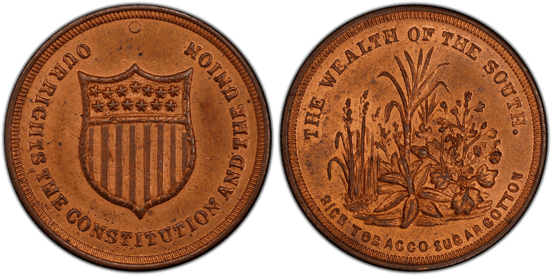 (No Date) Copper Civil War Patriotic Token F-511/513a, Wealth of the South