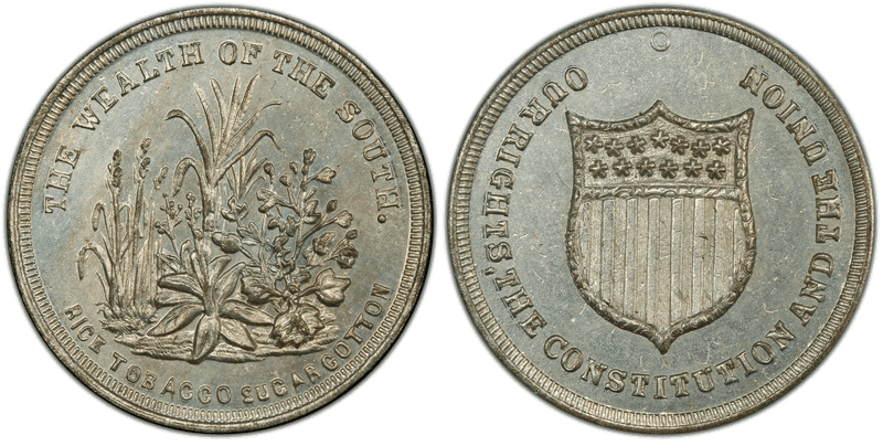 (No Date) Zinc Civil War Patriotic Token F-511/513i, Wealth of the South