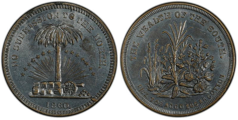 (No Date) Zinc Civil War Patriotic Token F-511/515i, Wealth of the South