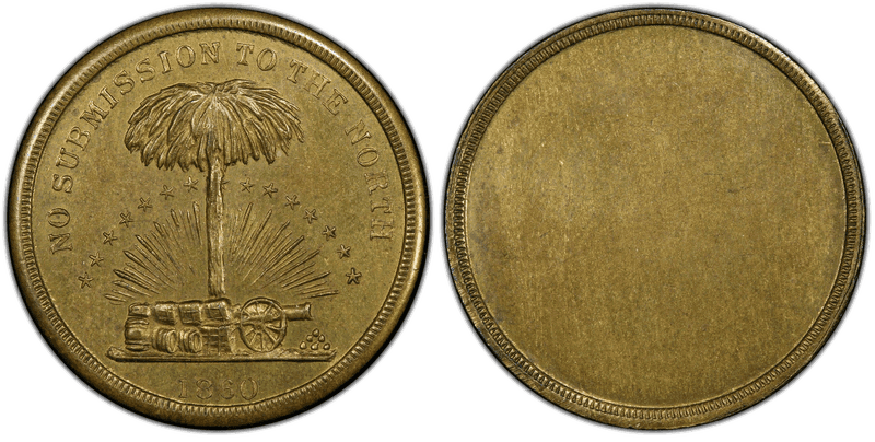(No Date) Brass Civil War Patriotic Token F-514/519b, No Submission to the North