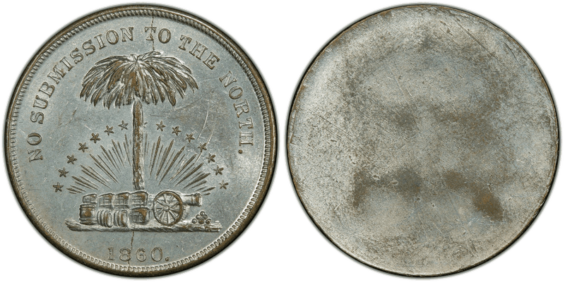 (No Date) Zinc Civil War Store Card F-516i, Uniface No Submission to the North