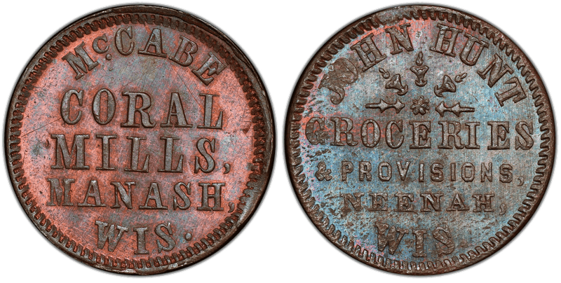 (No Date) Copper Civil War Store Card F-520A-1a, John Hunt WI