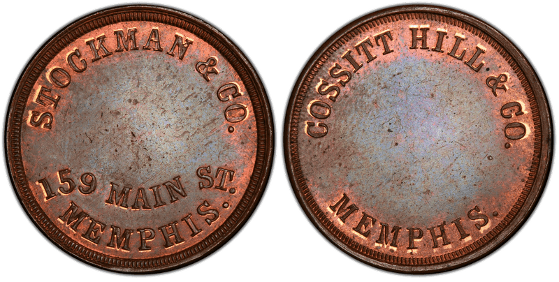 (No Date) Copper Civil War Store Card F-600A-13a, Cossitt Hill & Co. TN