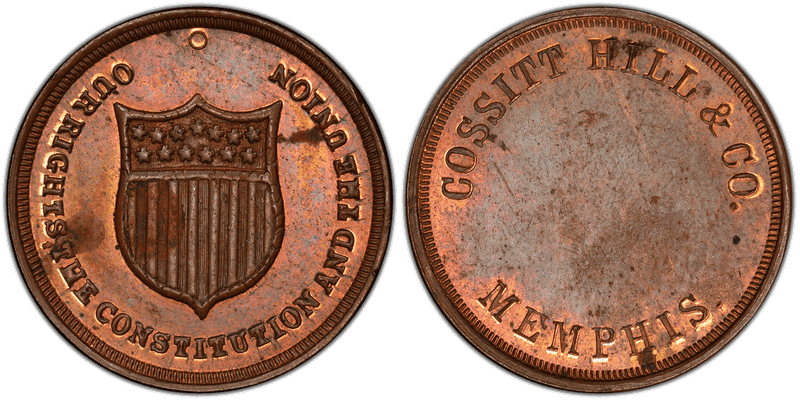 (No Date) Copper Civil War Store Card F-600A-8a, Cossitt Hill & Co. TN