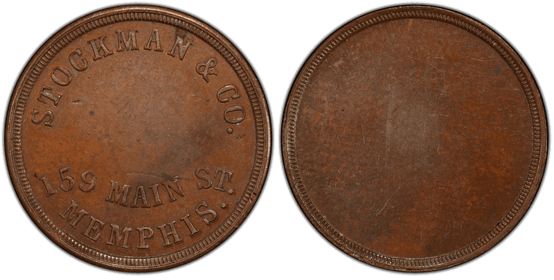 (No Date) Copper Civil War Store Card F-600F-10a, Stockman & Co. TN