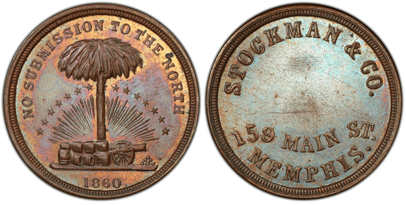 (No Date) Copper Civil War Store Card F-600F-9a, Stockman & Co. TN