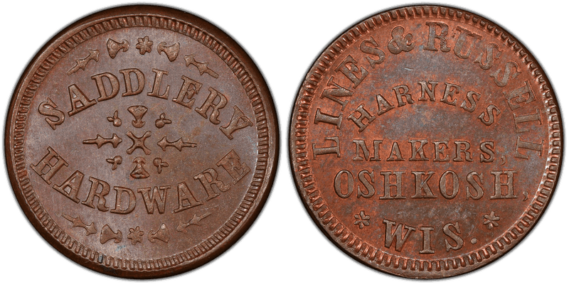 (No Date) Copper Civil War Store Card F-620J-1a, Lines & Russell WI