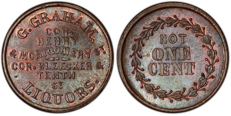 (No Date) Copper Civil War Store Card F-630AE-1a, G. Graham NY