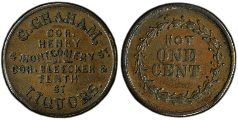 (No Date) Brass Civil War Store Card F-630AE-1i, G. Graham-Obv NY