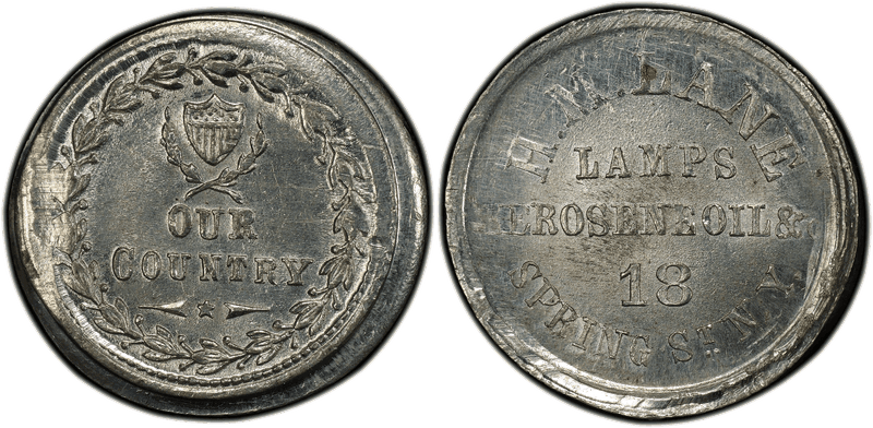 (No Date) White Metal Civil War Store Card F-630AP-9e, H.M. Lane NY