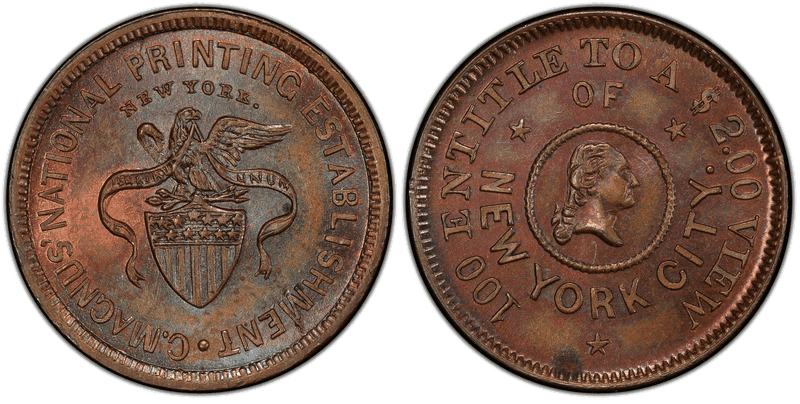 (No Date) Copper Civil War Store Card F-630AS-1a, C. Magnus NY