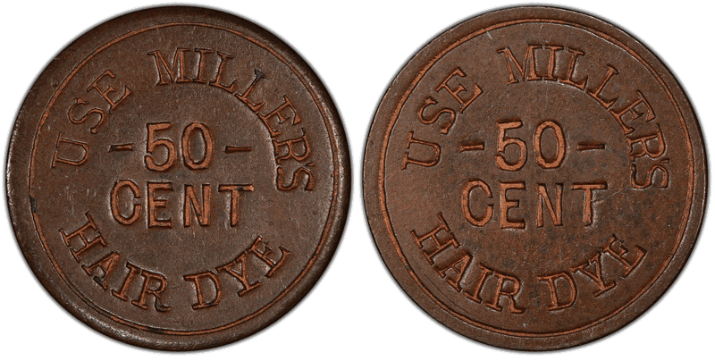 (No Date) Copper Civil War Store Card F-630AY-2a, Miller's NY