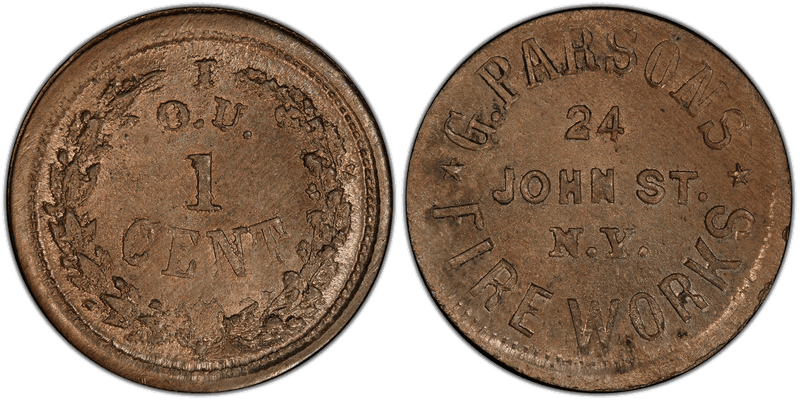 (No Date) Copper-Nickel Civil War Store Card F-630BE-11d, G. Parsons NY