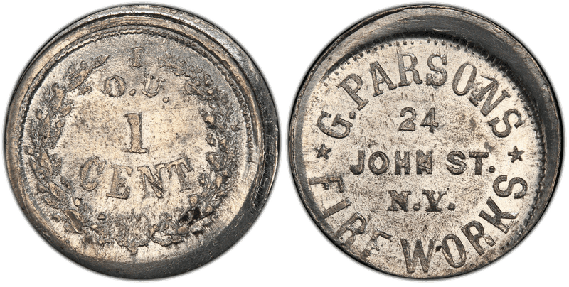 (No Date) White Metal Civil War Store Card F-630BE-11e, G. Parsons NY