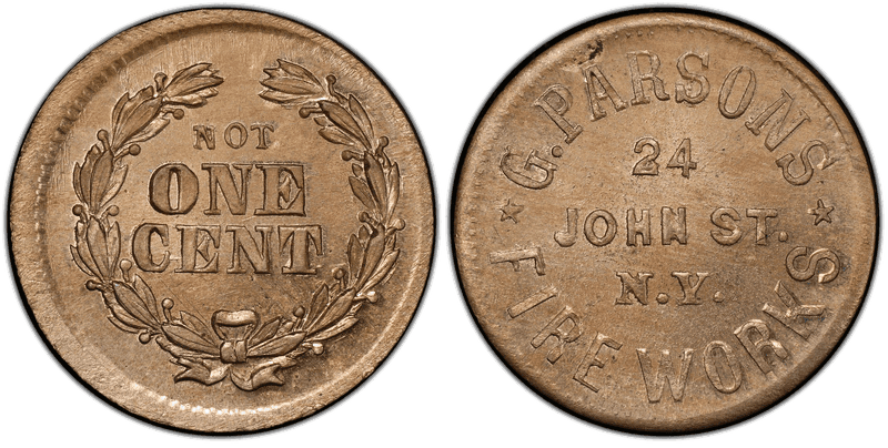(No Date) Copper-Nickel Civil War Store Card F-630BE-9d, G. Parsons NY