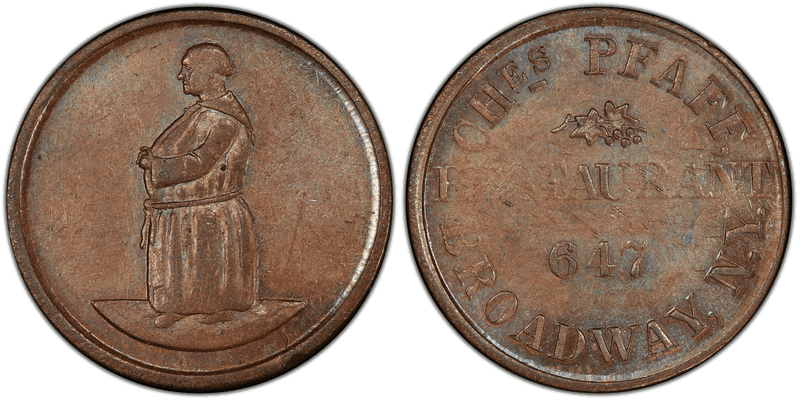 (No Date) Copper Civil War Store Card F-630BF-1a, Ches Pfaff NY
