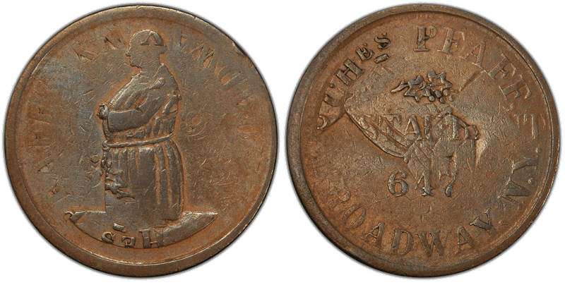 (No Date) Copper Civil War Store Card F-630BF-1ao, Ches Pfaff, F/O D/S NY