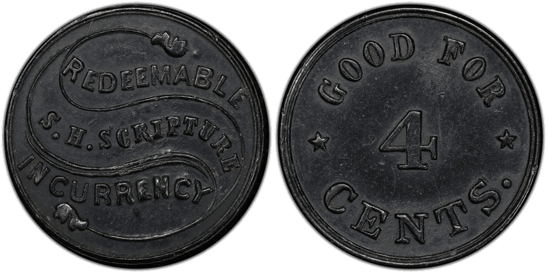 (No Date) Civil War Store Card F-630BP-1h, Hard Rubber S.H. Scripture NY