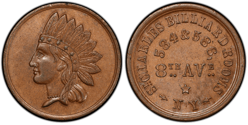 (No Date) Copper Civil War Store Card F-630BT-1a, St. Charles Billiard Rooms NY