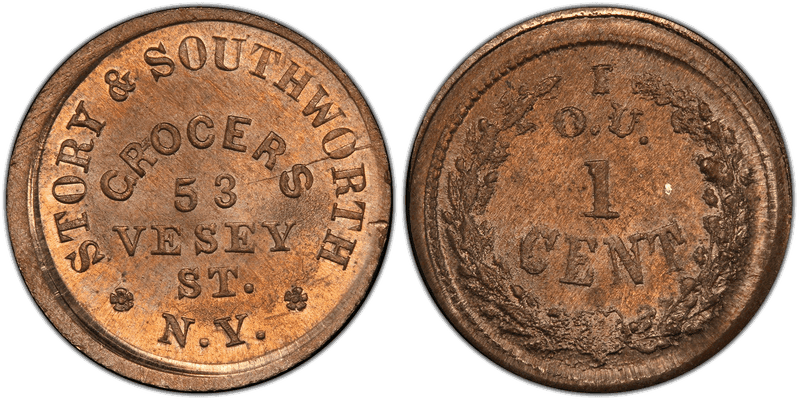 (No Date) Copper-Nickel Civil War Store Card F-630BV-27d, Story & Southworth NY