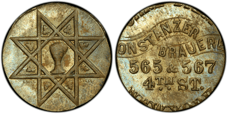 (No Date) Brass Civil War Store Card F-630U-1b, Carl Diem, Sm. Planchet NY